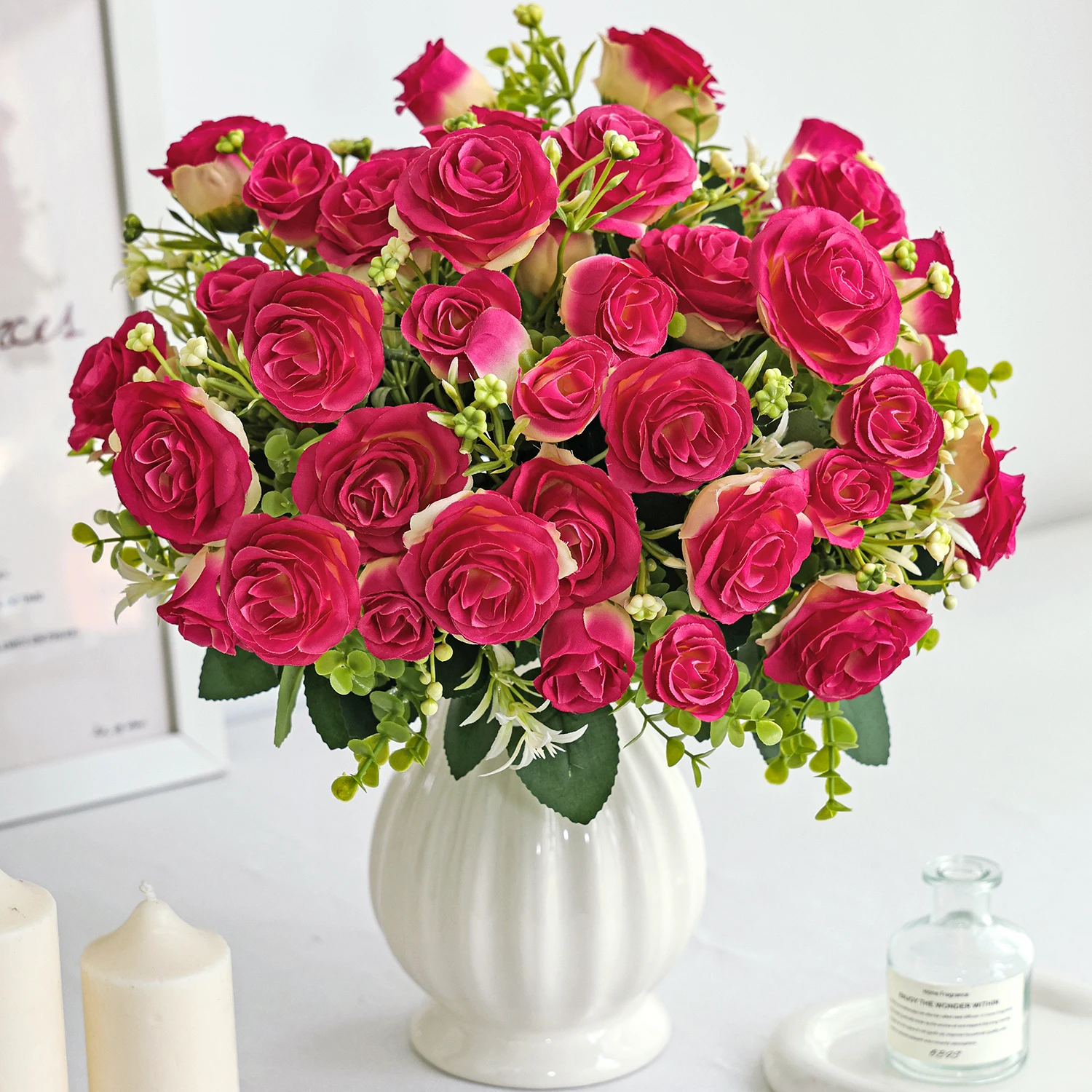Künstliche Blumen, Seidenrosen, Knospen, Deko für Zuhause, Zimmer, Tisch, Vase, Garten, Hof, Outdoor, Hochzeit, Brautsträuße, Festival, DIY-Geschenk – Detail 5