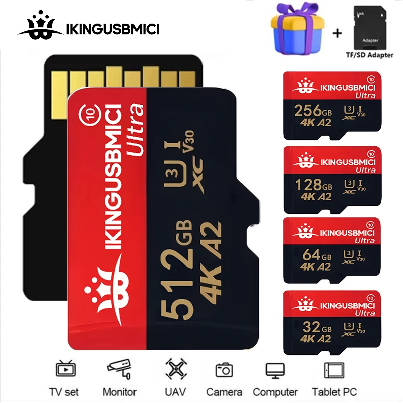 128GB 512GB 64GB Max TF Cards SD Cards Micro TF SD Card Memory Card A2 4K High Speed for Drone/Tablet/Sport Camera/Car DVR