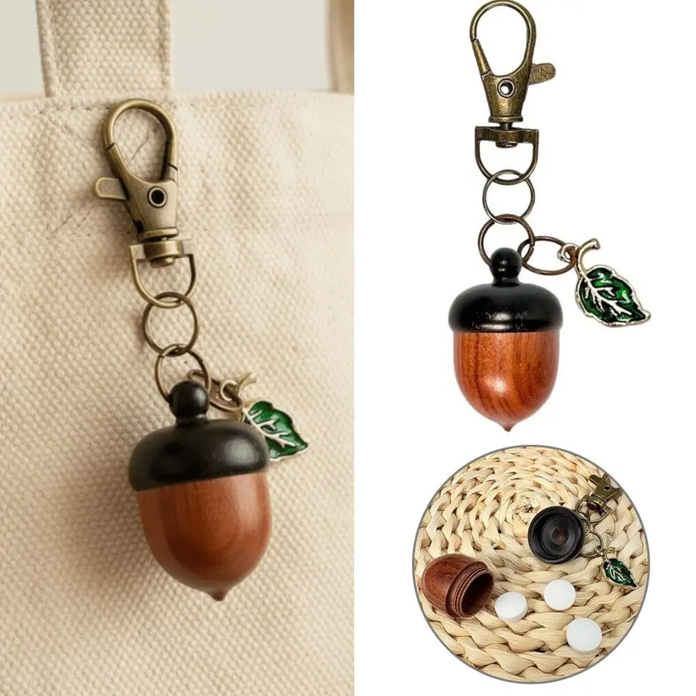 Acorn Shape Medicine Pill Box Portable Durable Medicine Tablet Container Mini Store Small Items Mini Sandalwood Rescue Pill Case