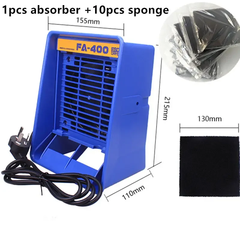 FA-400 Smoking Apparatus Welding Exhaust Anti-Static Smoke Absorber Efficiently Non-Scaling Horizontal with 10pcs sponge