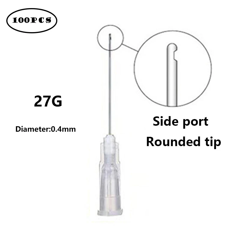 100Pcs Dental Endo Irrigation Needle Tip 23G/25G/27G/30Ga Side Hole Endo Syringe Root Canal Washing Needle Tip