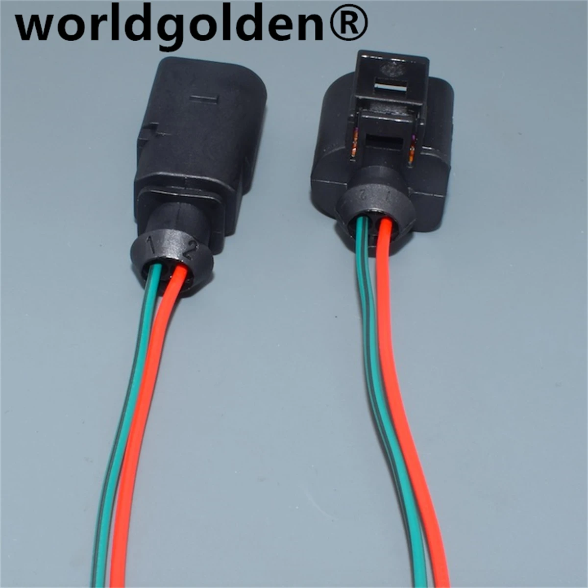worldgolden 2Pin Auto 1J0973702 1J0 973 702 Sensor Connector Electrical Plug 1J0973802 For AUDI VW Skoda VAG Group 1J0 973 802