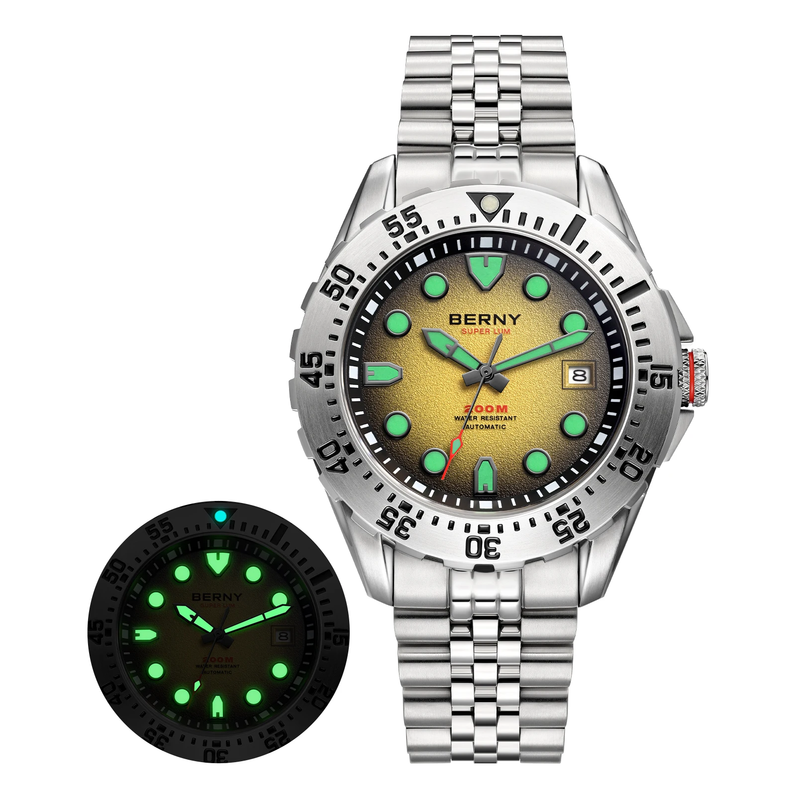 BERNY 20ATM Automatisch Duikhorloge voor Mannen MIYOTA 8215 Top Nauwkeurigheid 316L Staal Supper Lichtgevende Saffier AR Heren Duikhorloges - afbeelding 1