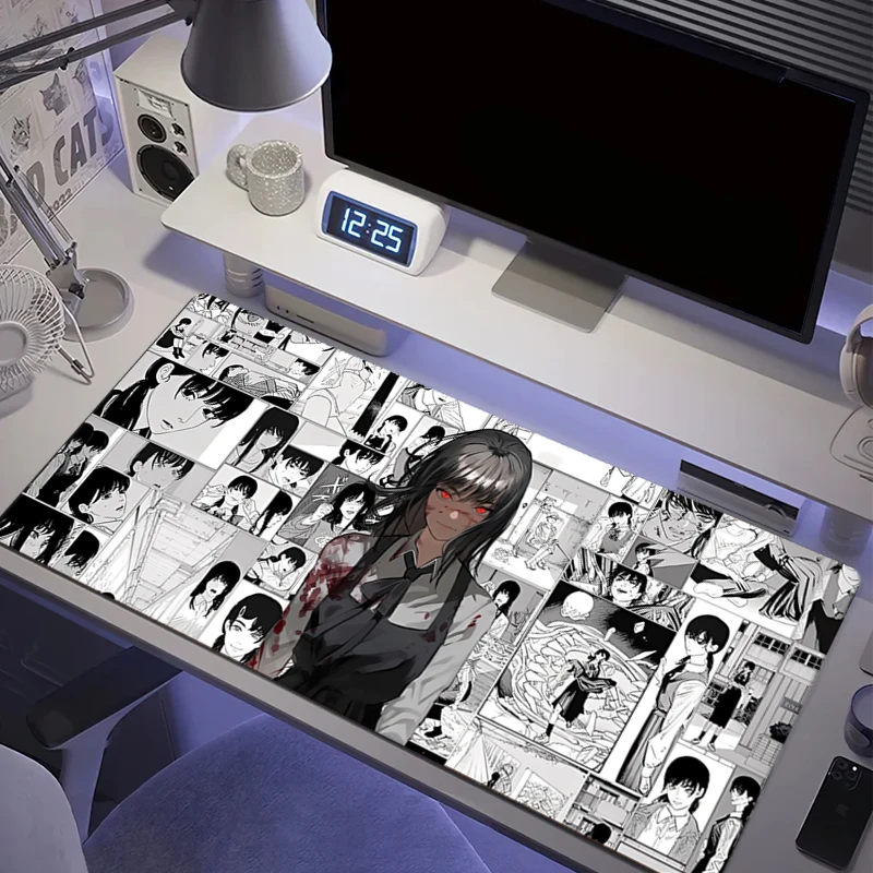 Kawaii Anime Girls Reze Mousepad XXL Laptop Gamer Tappetino da scrivania antiscivolo Giappone Stile fumetto Motosega Uomo Ufficio Velocità Tastiera Pa