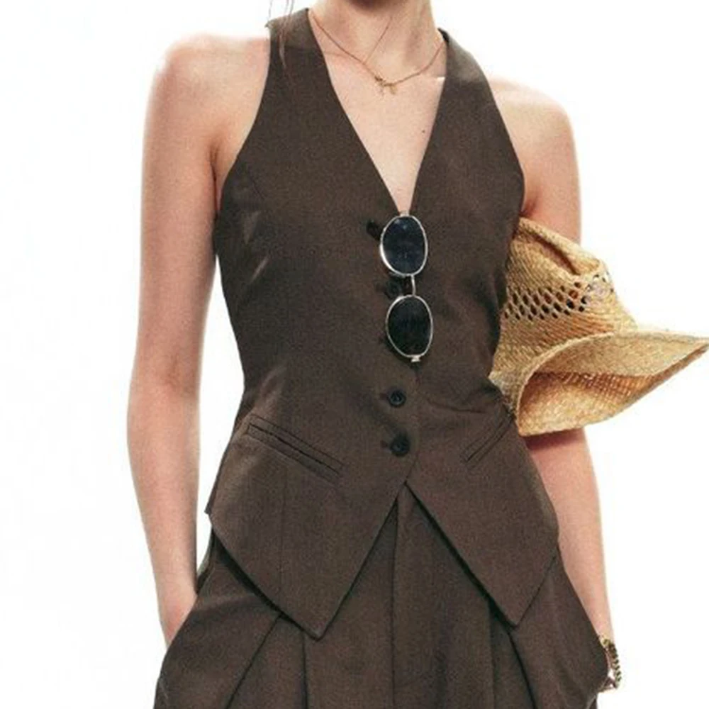 2026 spring and summer new French v-neck sleeveless design sense casual slim vest foreign style fashionable sleeveless vest