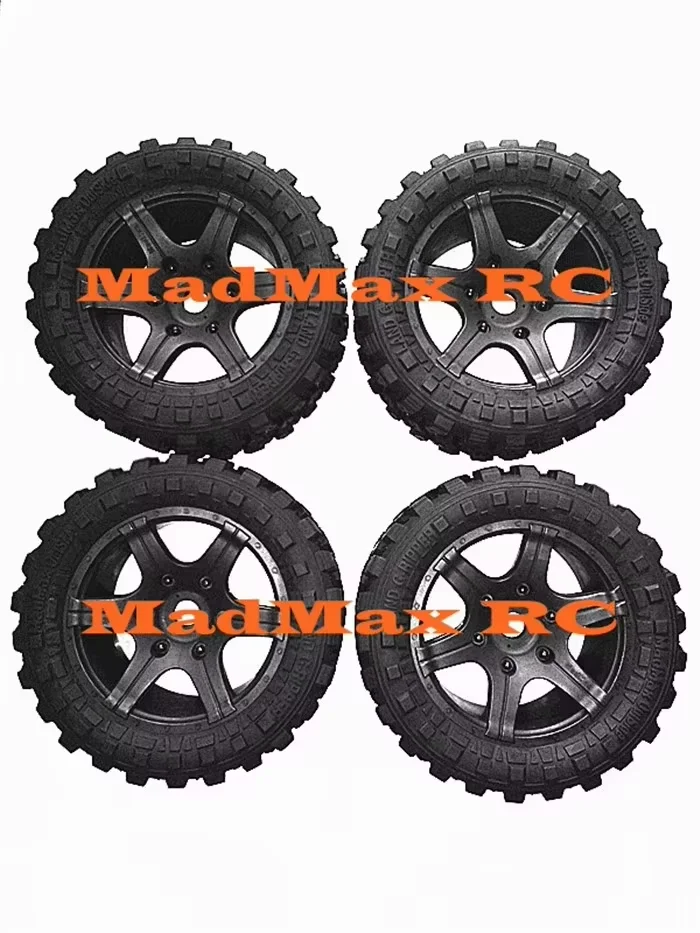 MadMax Light Weight Waterproof Grip Tire Wide Wheel with Alloy Adapter Nuts for 1/5 Traxxas X-maxx Monster Truck