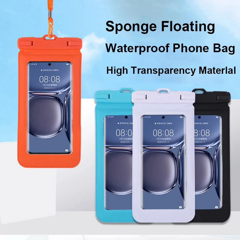

2 шт. уличная плавающая сумка для телефона с губчатым дизайном, водонепроницаемая сумка для телефона для снаряжения для пляжа/плавания/водного парка, сумка для кемпинга с защитой от потерь