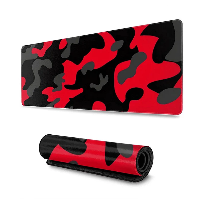 Alfombrilla de ratón negra, roja y gris para Gamer XL Home HD, personalizada, XXL, antideslizante, suave, para oficina y escritorio