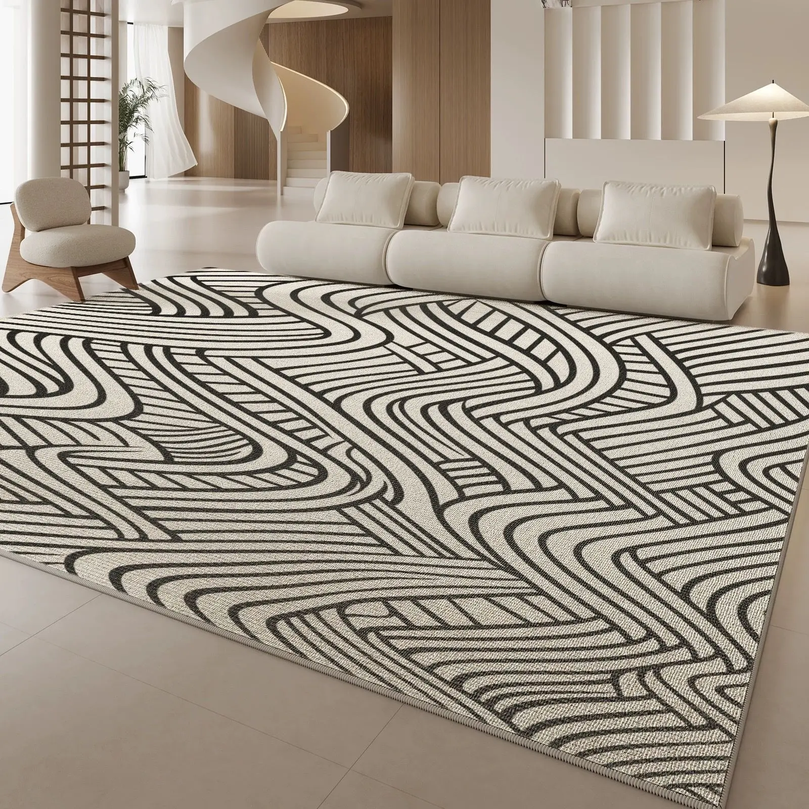 

VIKAMA Trendy INS Modern Loop-pile Carpet Oversize Soft Floor Mat Non-Slip Easy Clean for Sofa Bedroom Living Room Home Decor