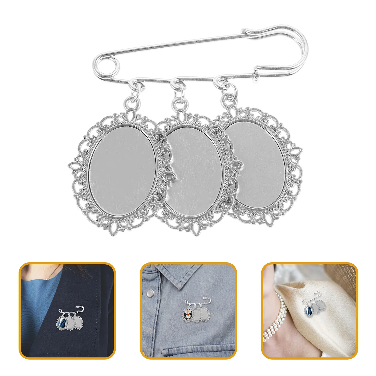 

Набор для изготовления брошей: 2 шт. брошей из цинкового сплава для термопереноса, DIY фоторамка-подвеска, подарочный декоративный набор для создания брошей