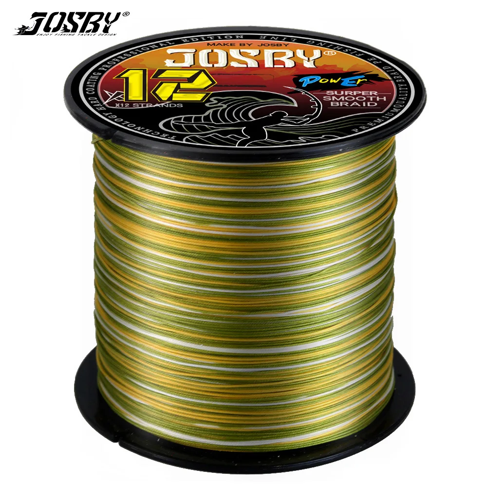 JOSBY 12 Strand Braid Fishing Line X12 300M 500M PE Multifilamento MaxDrag 25-120LB Saltwater High Strength Saltwater Durable