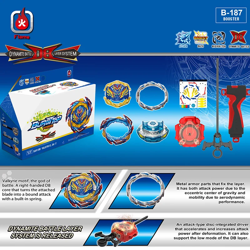 Cao Su Thuốc Nổ Trận Bey Bộ B-187 Vị Cứu Tinh Valkyrie Tăng Áp B187 Quay Đầu Tùy Chỉnh Phóng Đồ Chơi Trẻ Em Cho Bé Trai Tặng