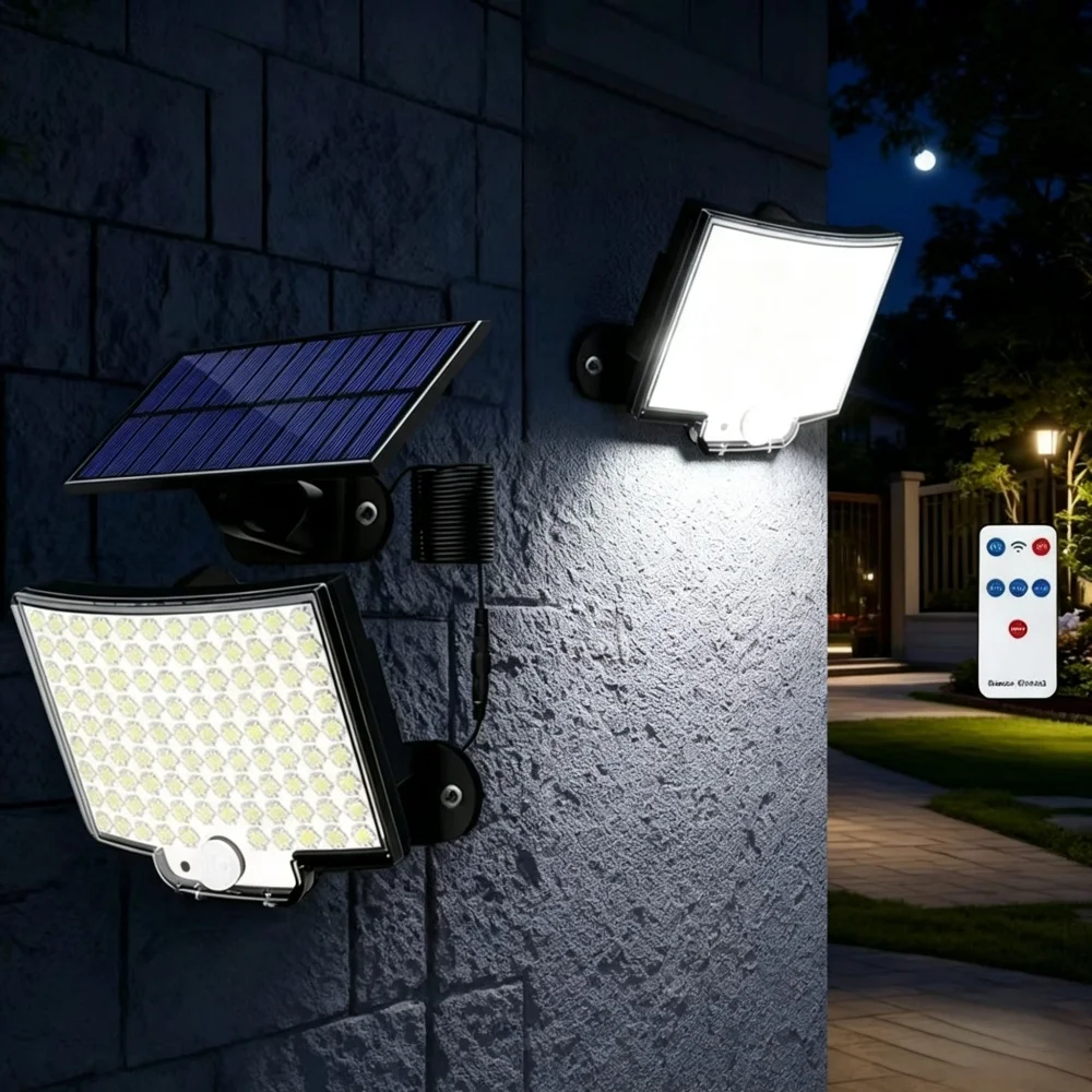 luz-de-seguranca-solar-externa-com-sensor-de-movimento-234led-controle-remoto-luminaria-de-parede-super-brilhante-e-a-prova-d'Agua-para-patio-e-jardim