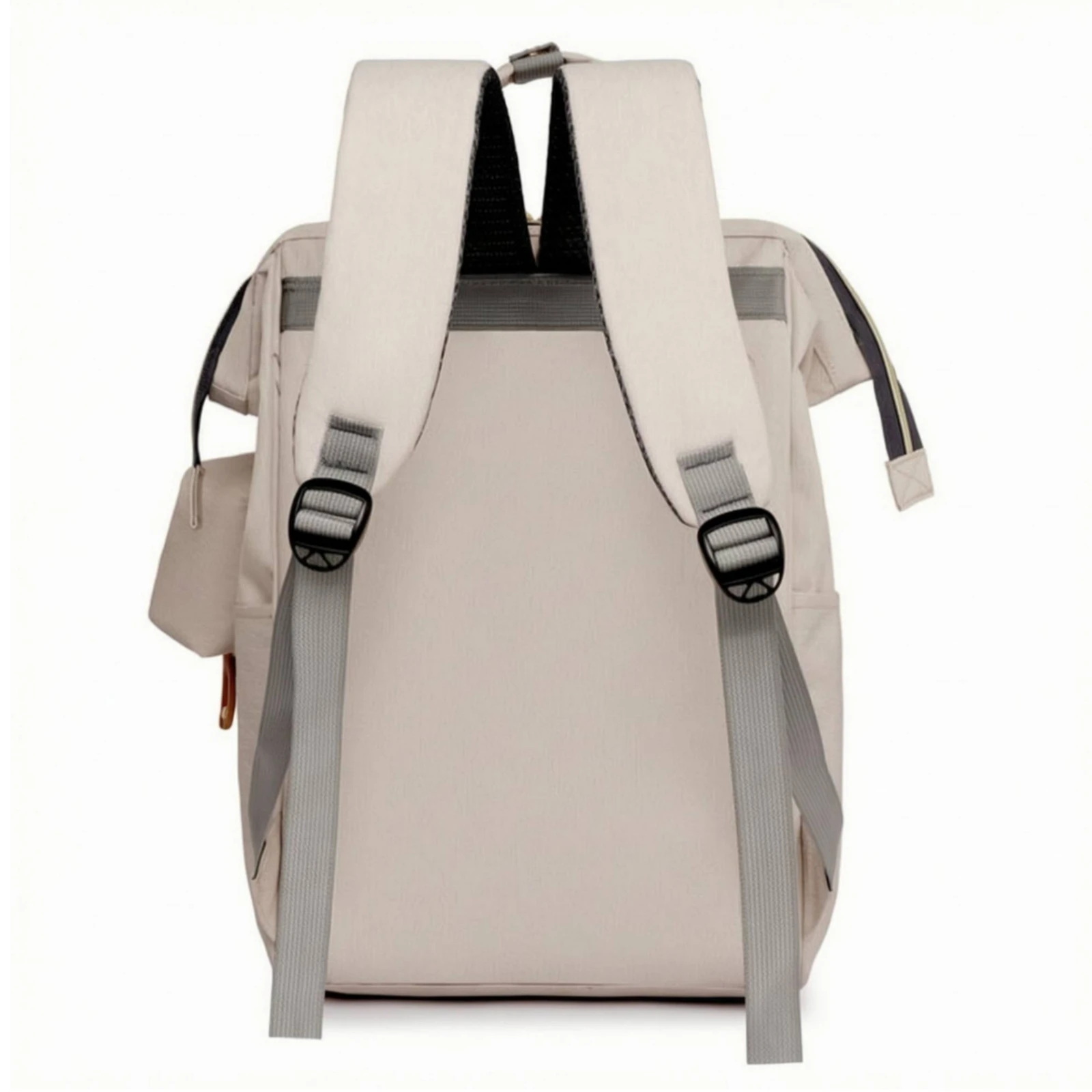 Multifunction Diaper Backpack Faux-Leather Trim Diaper Backpack Nursery Storage Quilted Front Padded Shoulder Straps