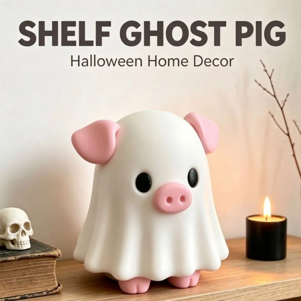 Cute Ghost PLA Ghost Figurine 3D Printed Fine Hand Painted Tabletop Decor Hand Painted Stable Standing Halloween Ornament Shelf