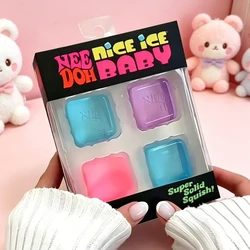 Teenie Nice Ice Cube Fidget Toys Mini4 Pack Set Slow Rebound Squishy Toys Stress Reliever Fidget for Party Favors Gifts