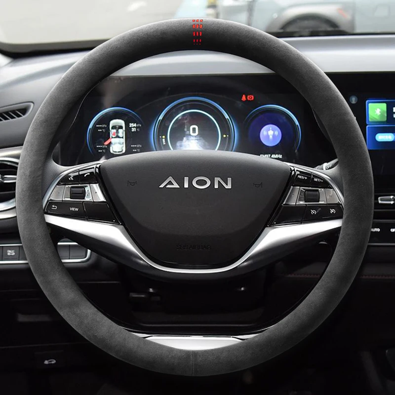 

For AION S Y V LX GE3 2US GA3S Non-Slip Four Season Universal Suede Steering Wheel Cover Wrap Car Interior Modified Accessory
