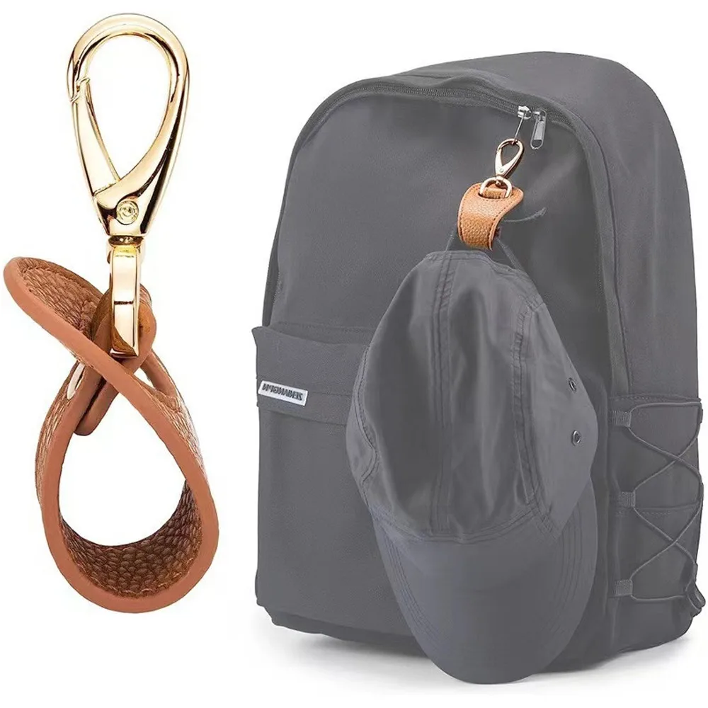 

2pcs Outdoor Travel Multifunctional Hat Clip PU Leather, Snap - on Fixed Strap for Peaked Cap Hands - Free Hanging Buckle Clip