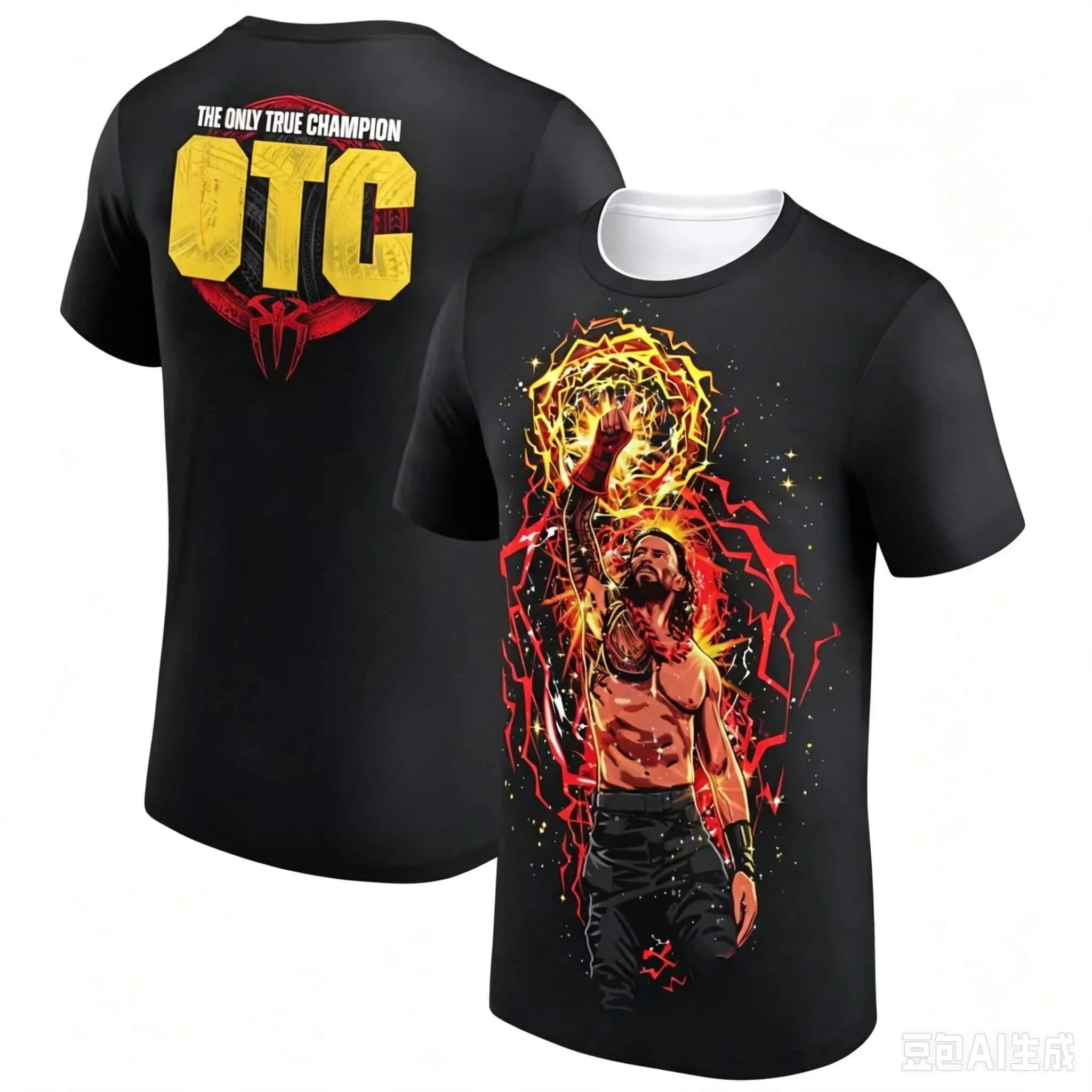 Roman Reigns The Bloodline Foto T-Shirt Rundhals Kurzarm Polyester T-Shirt Damen Herren Outdoor Streetwear Oberteile Familien-Matching – Detail 4