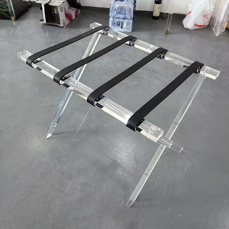 Acrylic Luggage Rack Transparent Foldable Clear Foldable Suitcase Stand Bedroom Hotel Space Saving Portable Holds