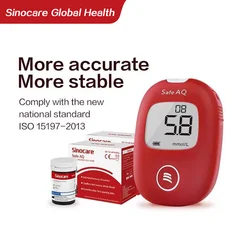 Sinocare Safe AQ Smart Blood Glucose Meter with Strips Lancets Needles 5s 0.6μL Accurate Test for Diabetes Monitoring