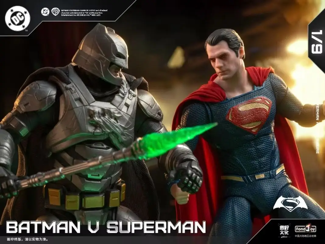 新しいフォンドジョイBVSフィギュアセット、装甲バットマン、戦闘ダメージを受けたスーパーマンアクションフィギュア、1/9スケール、バットマンVSスーパーマン：ダウン・オブ・ジャスティス、DCトイズ