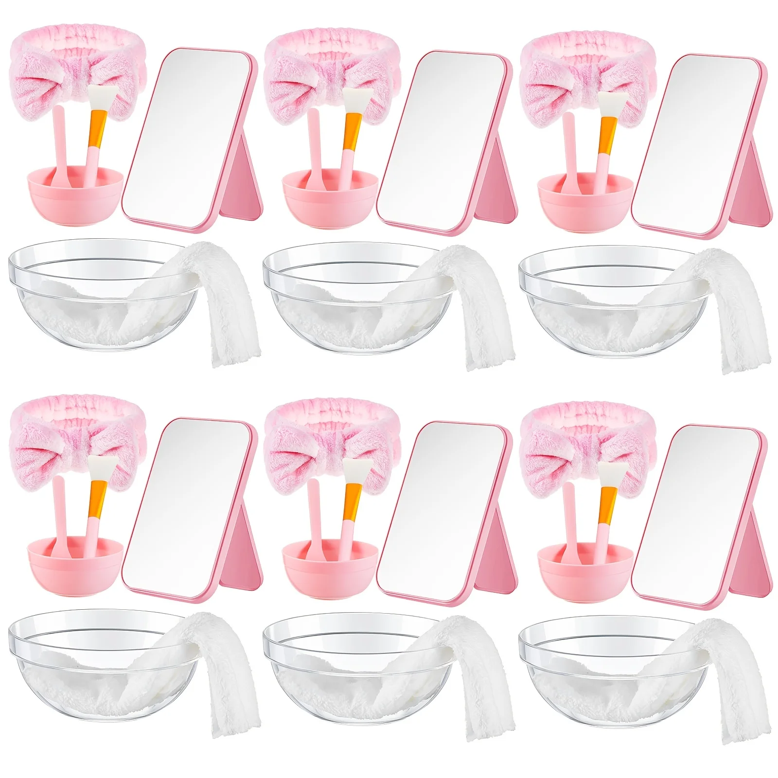 

Pink Spa Party Set for Her – 6-Piece Relaxation Kit: Facial Mask Bowl, Spatula Stick, Silicone Brush, Compact Mirror, Soft Headband & Mini Towel – Ideal for Sleepovers, Slumber Parties, Weddings & Birthday Celebrations