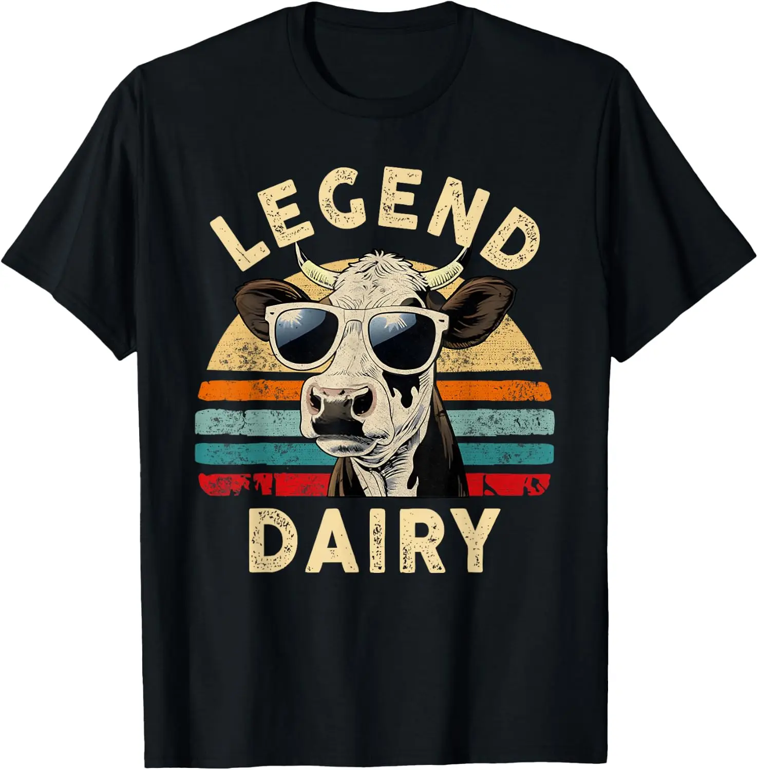 Legend Dairy Funny Farmer Pun Graphic Cow Vintage T-Shirt 100% Cotton Trendy Y2K Short-Sleeve Tee-Soft, Quick-Drying,