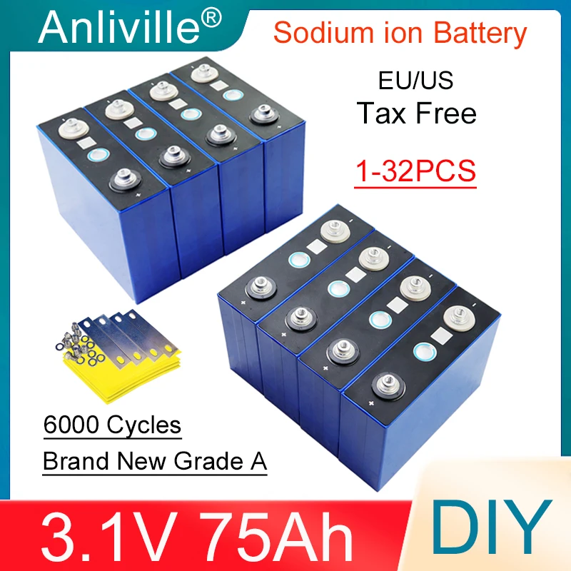 

3.1V 75Ah Sodium ion battery Resistant to low and high temperatures DIY 12v 24v 48v Motorcycle E-Car travel Solar inverter RV EV