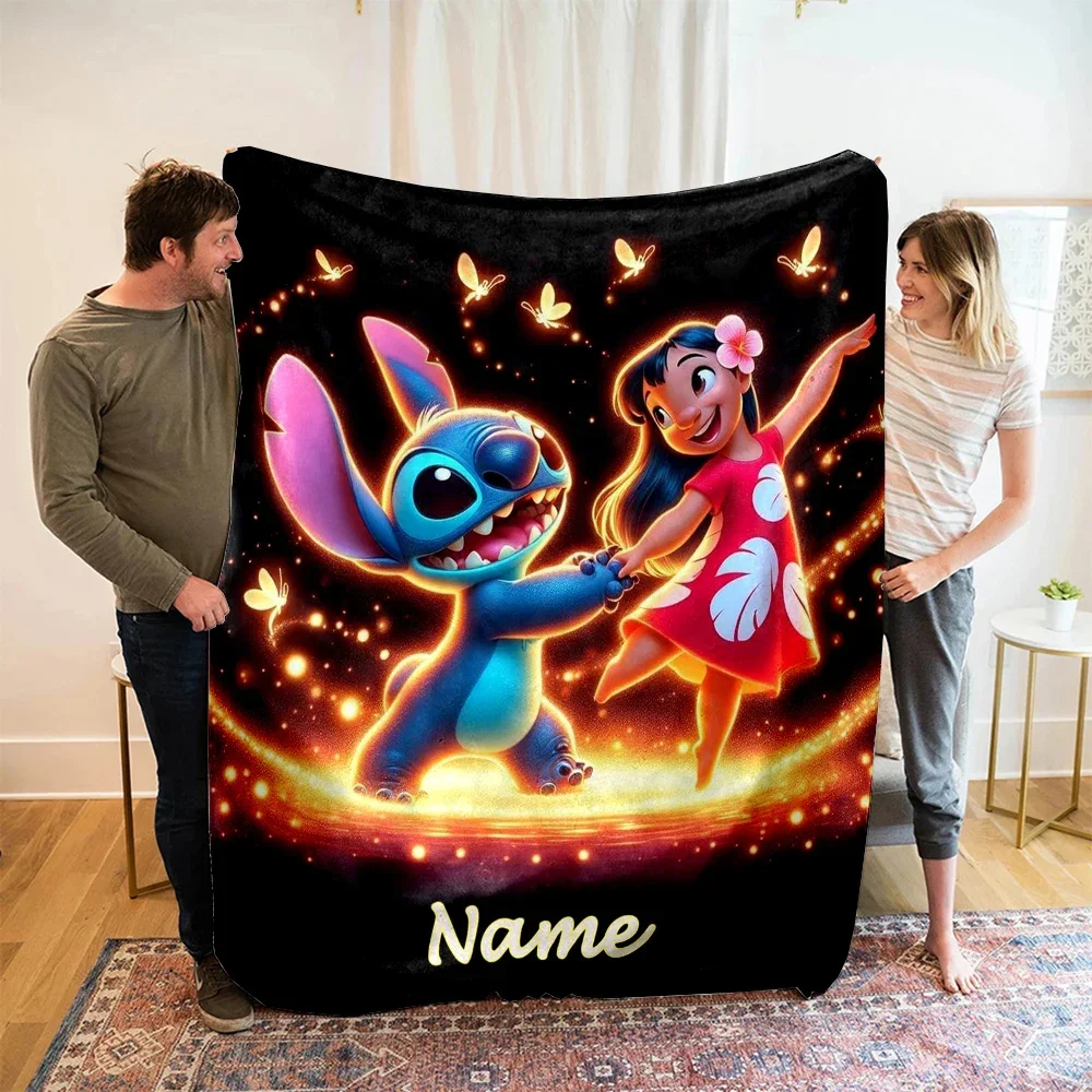 Custom Name Personalized Blanket Disney Stitch Printed Blanket for Sofa Bed Cover Blanket Suitable for Birthday Christmas Gifts