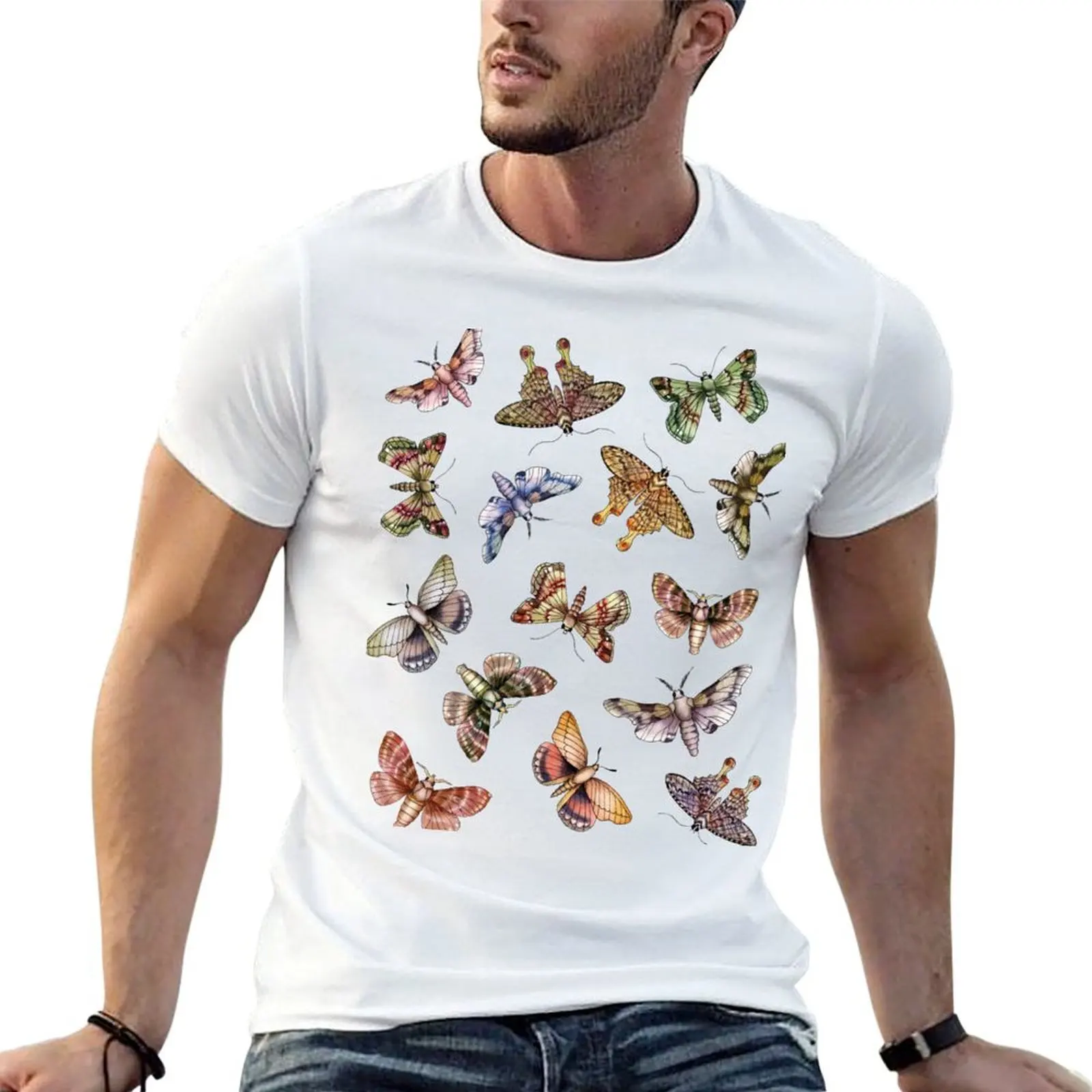 

Pattern shirt for slim fit summer - t shirts Colorful Moth Moths Of Multitude t man T-Shirt man A