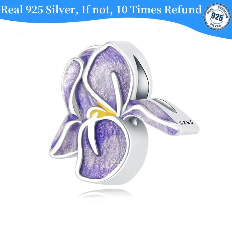 New Summer Real 925 Sterling Silver Flower Charm Beads Fit Pandora Original Bracelet Diy Jewelry Making Women Gifts