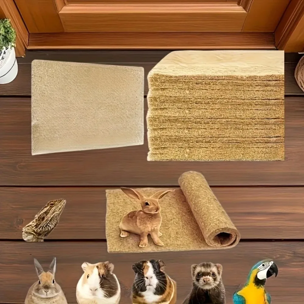 2/5 Stück Super Saugfähige Leinen-Käfigmatte Weiche Komfort-Bettunterlage für Meerschweinchen Hamster Kaninchen Kleintier-Ruhekissen Zubehör – Detail 5