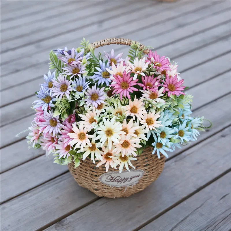 7 Forks 15 Heads Artificial Daisy Flower Bouquet for Home Garden Decoration DIY Wedding Arches Flower Wall Bridal Bouquet Flores