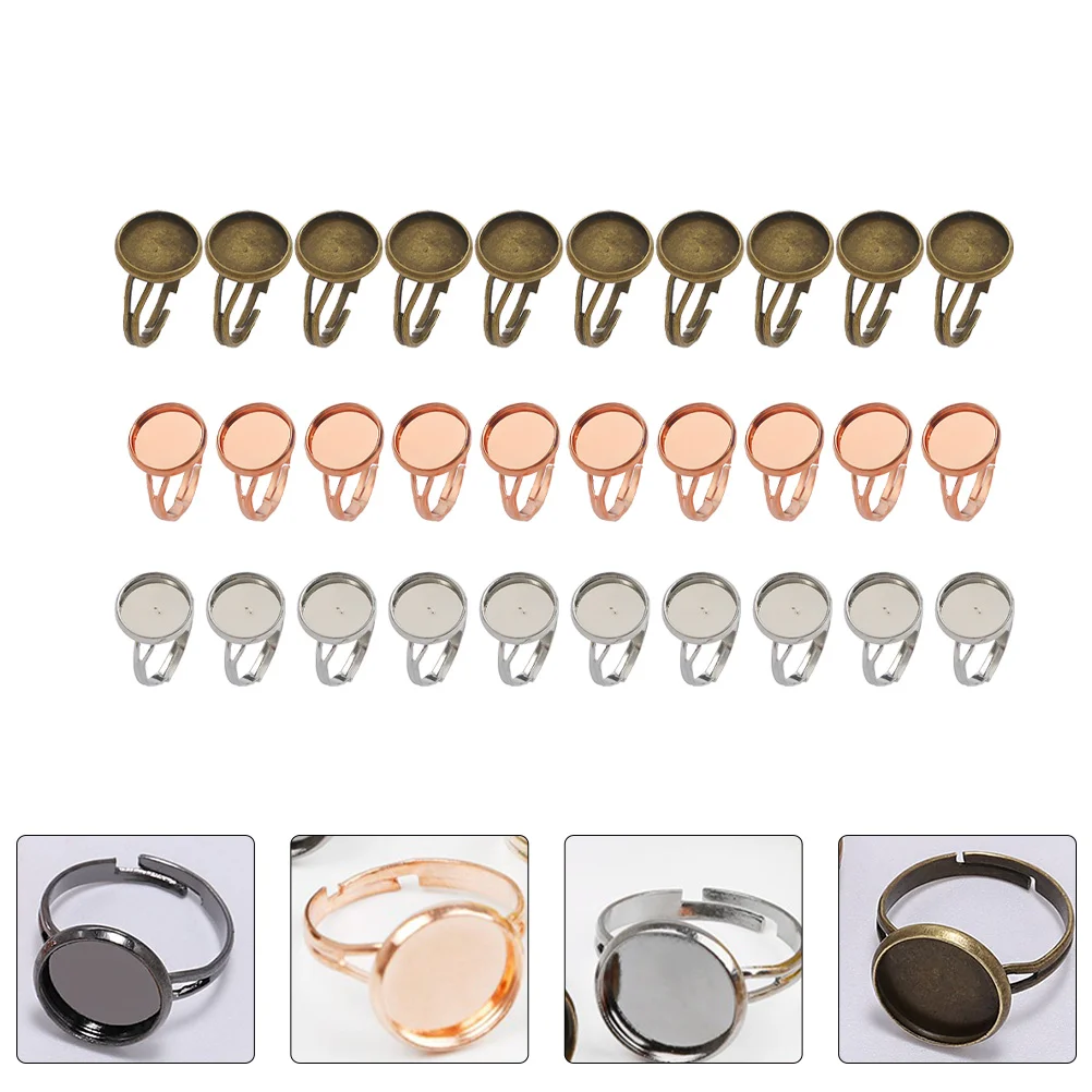 

30pcs Ring Base DIY Inlay Safe Material Long Life Selfie Costume Simple Women Rings Jewelry Simple Style Ring Accessory