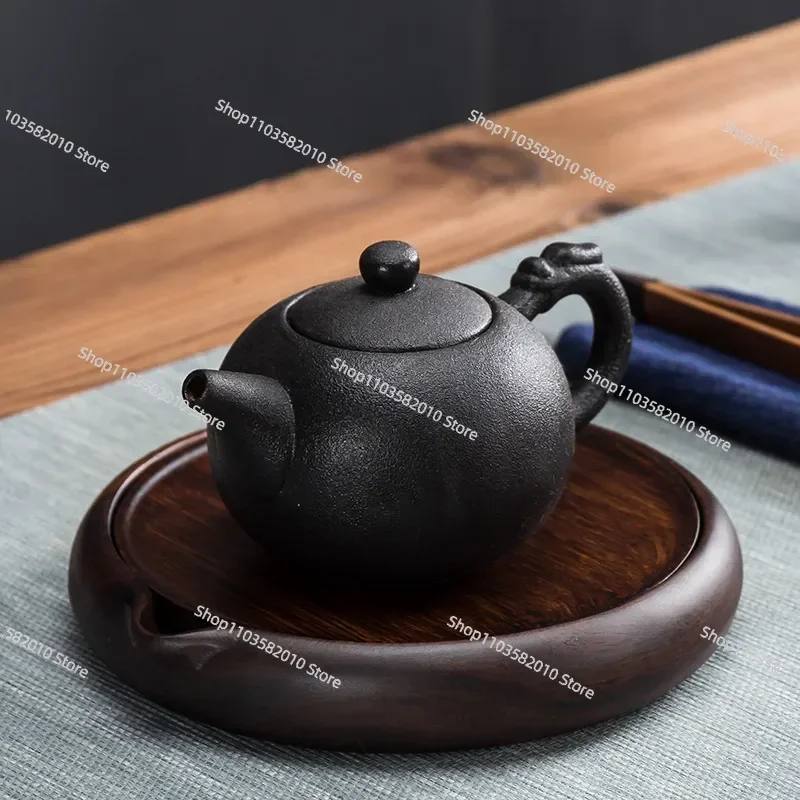 Wood Teapot Trivets Ebony Tea Trays, Handmade Pot Holders for Coffee Tea Accessories, Heat-Resistant Mats for Table Protection