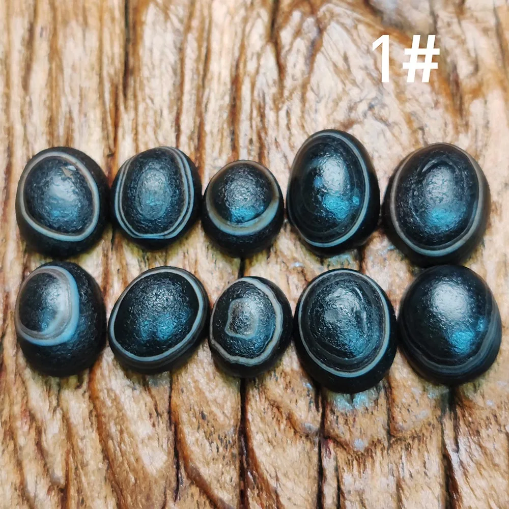 

10pcs/lot natural agate oval eyes sheep plate beads Black white Non-porous Geometry Old Heavenly Dzi Set ring pendant bracelet