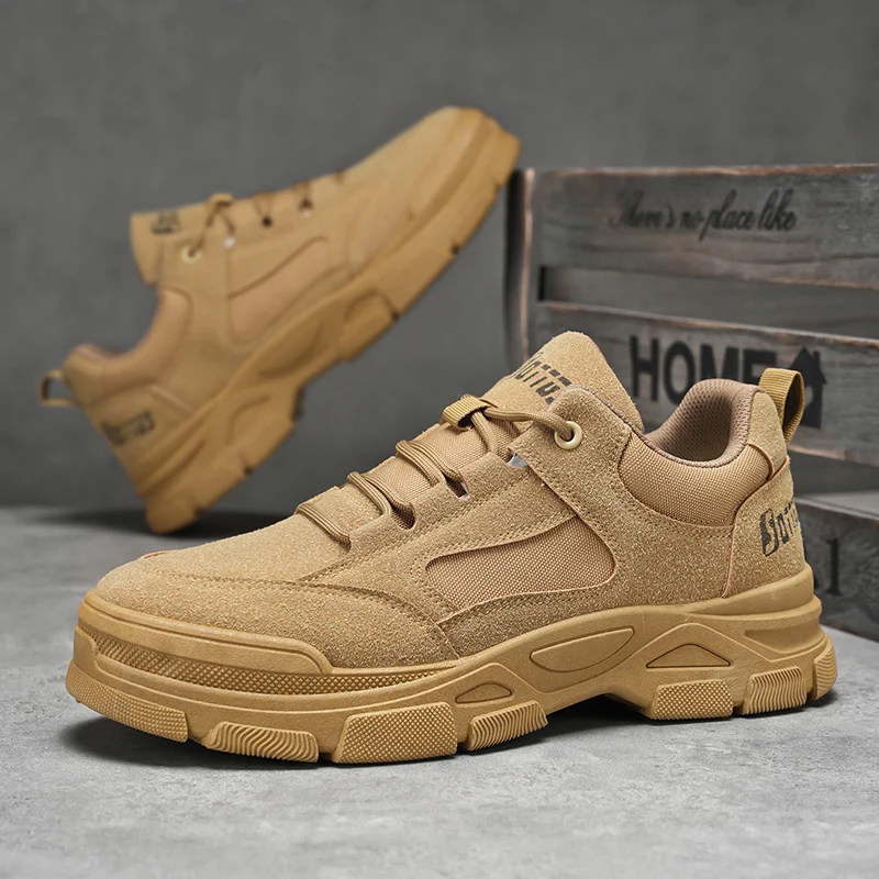 

New Men's Comfortable Platform Shoes Outdoor Non-slip Wear-resistant Work Boots Men Designer Breathable Sneakers Tenis Masculino