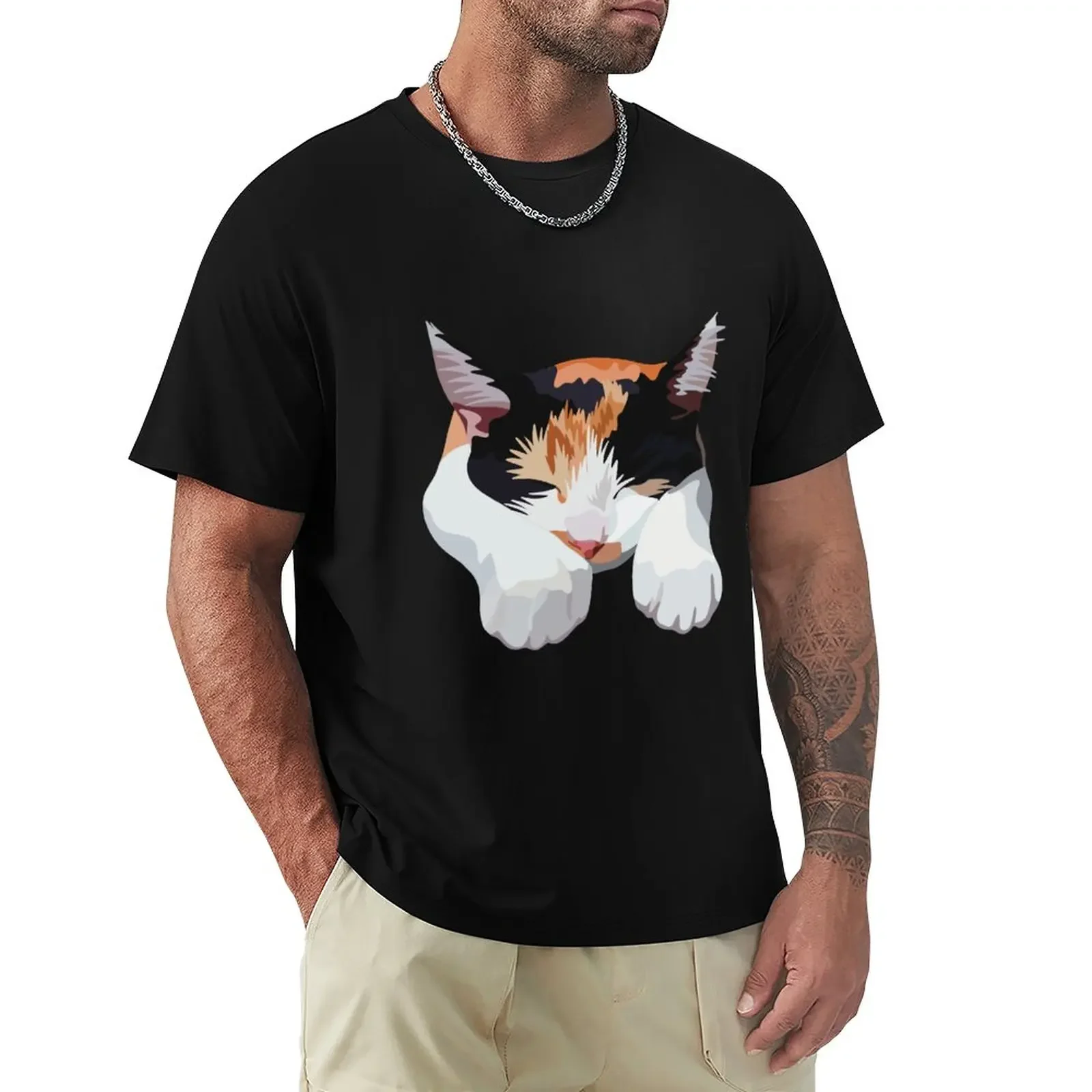 Calico Cat - Digital art T-Shirt korean fashion new edition oversizeds t shirts for men cotton