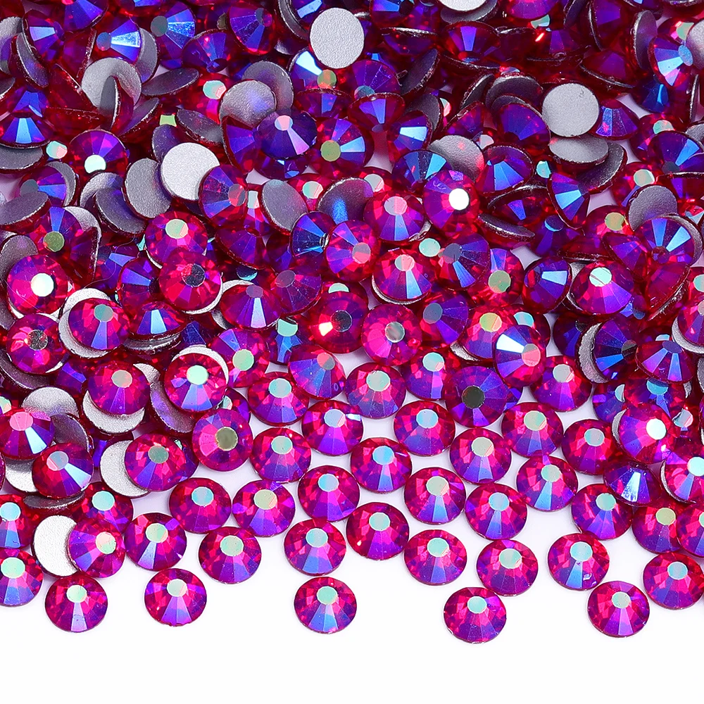 SS6-SS30 Siam AB Glasrhinesteine Kristalle Glitzer Strass Flache Steine für Nagelkunst-Dekorationen und Zubehör