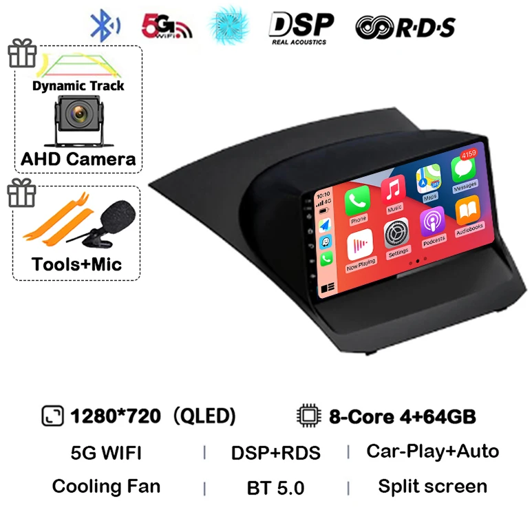 Android 16 Carplay Auto voor Ford Fiesta Mk 6 2009 2010 2011 2012 2013 2014 - 2018 Multimedia autoradio speler WiFi+4G DSP GPS 2DIN