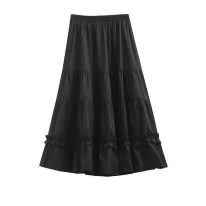 White A-line Skirt Kawaii Mid Length Skirt Spring Summer Clothes Women 2024 Women Fluffy Skirt Cute Cake Long Skirts Woman