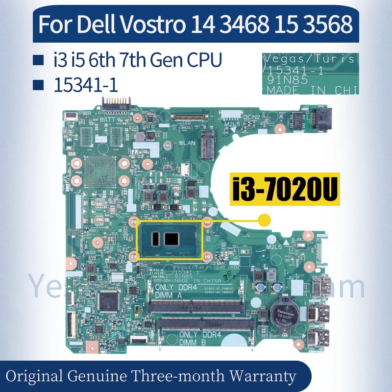 Imagem -02 - Laptop Motherboard Teste Dell Vostro 14 3468 15 3568 00mpjh 0d71df 0np4ry 06j0hf i3 i5 6th 7th Gen Teste 153411