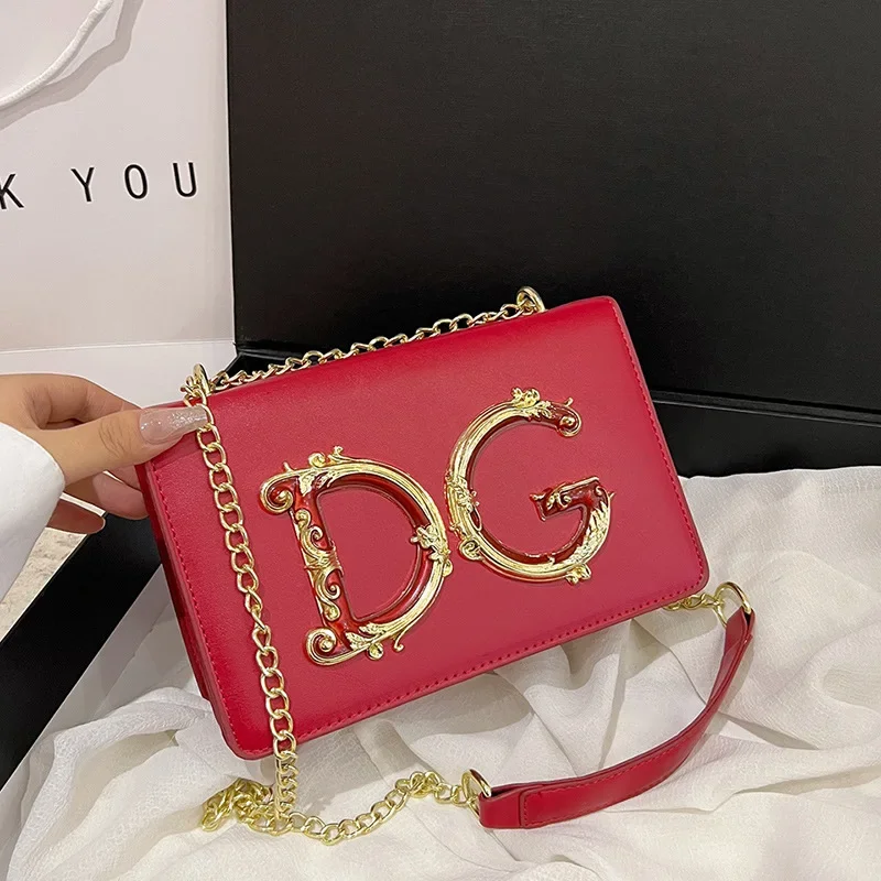 2025 Spring New Women's Fashion Luxury Brand Design To Create Letter Metal Label Personality Chain Single Shoulder Crossbody Bag