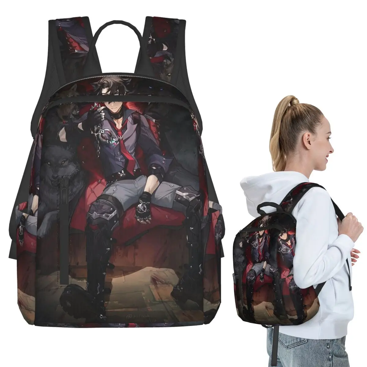 Genshin Impact Wriothesley Risley Backpack Student BookBag Boys Girls School Bag Laptop Shoulder Bags Men Women