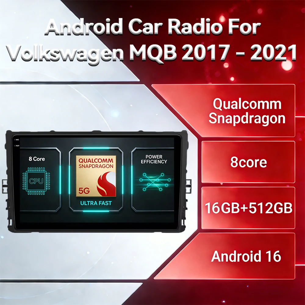 Android 16 Car Radio For Volkswagen VW MQB POLO VI Jetta MK7 T6 Bora 2018 - 2021 Head Unit 4G LTE 5G WIFI GPS NAVI Qualcomm QLED