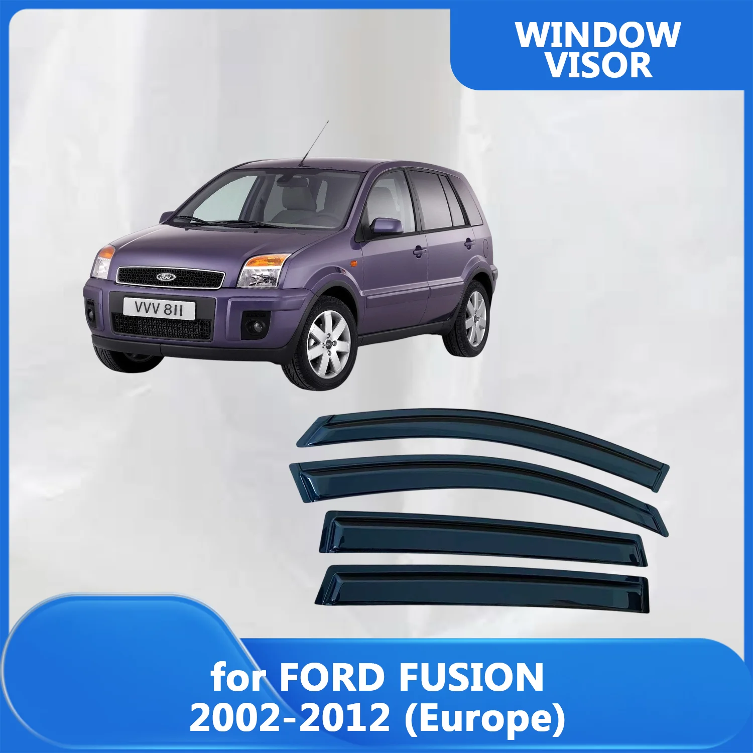 

Window Visor for FORD FUSION 2002 2003 2004 2005 2006 2007 2008 2009 2010 2011 2012 Europe Weathershied Door Side Window Wind