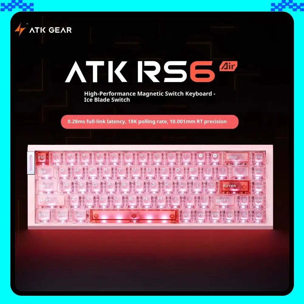 

Atk RS6 воздушный магнитный переключатель проводная клавиатура из алюминиевого сплава 8000 Гц 0,005 ммrt клавиатуры RGB прокладка ПК игровые аксессуары подарок