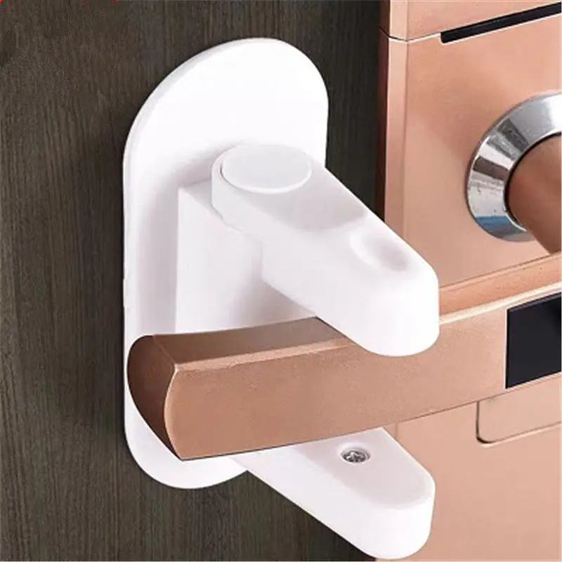 Children's door handle No Punch latch Safety Lever lock Baby bedroom Rotation Proof Professional Adhesive Security Universal