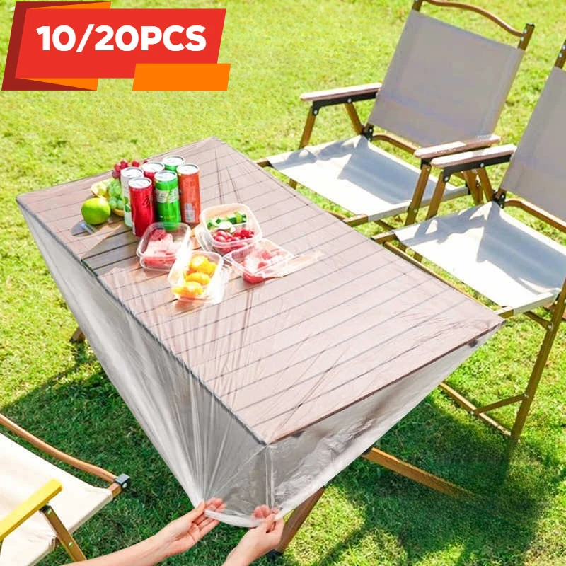 Disposable Table Covers, Waterproof Drawstring Table Cloth, Camping Portable Dustproof Table Sleeve for Outdoor Party Garden